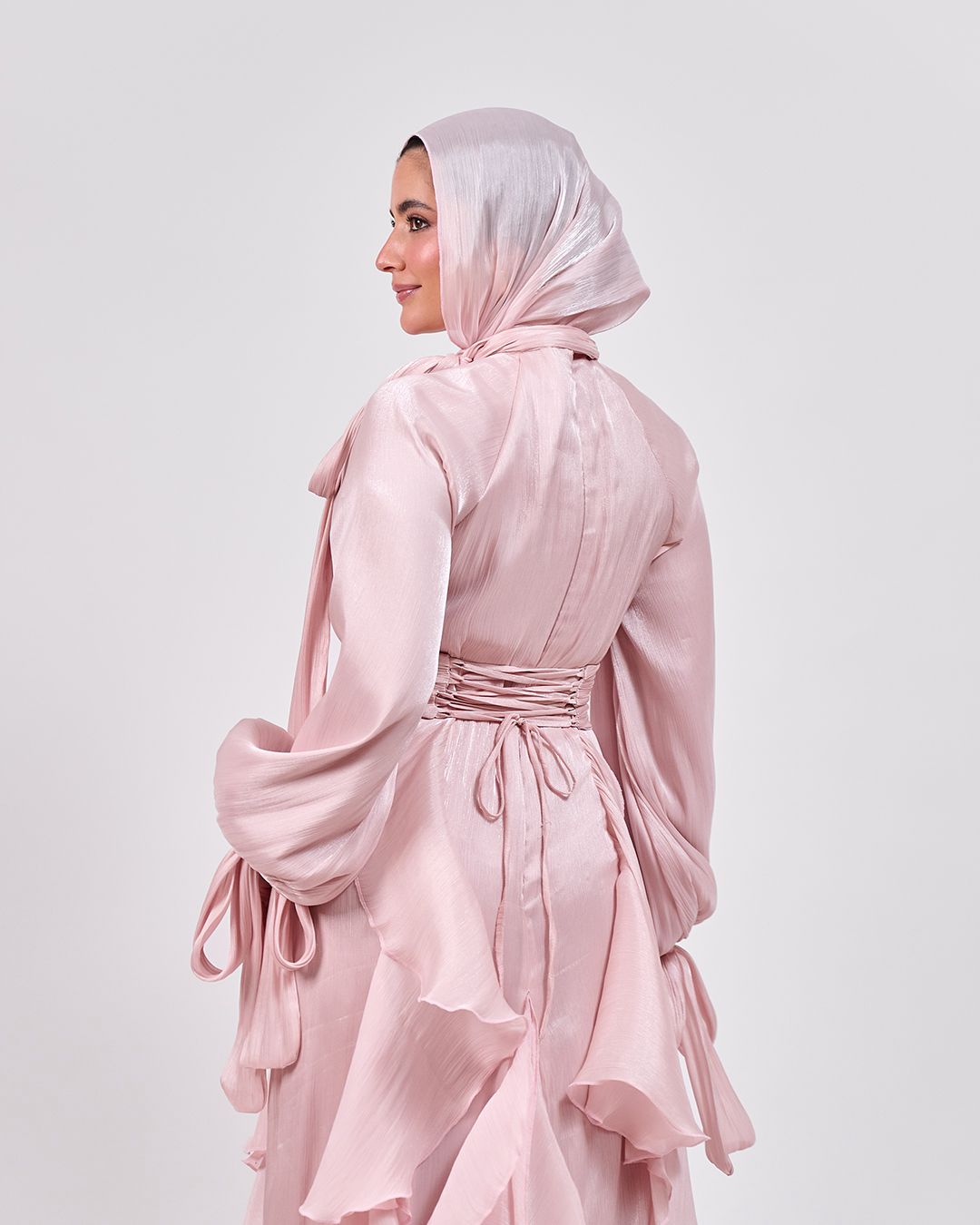 The Whisper Ruffle Dress in Blush Pink