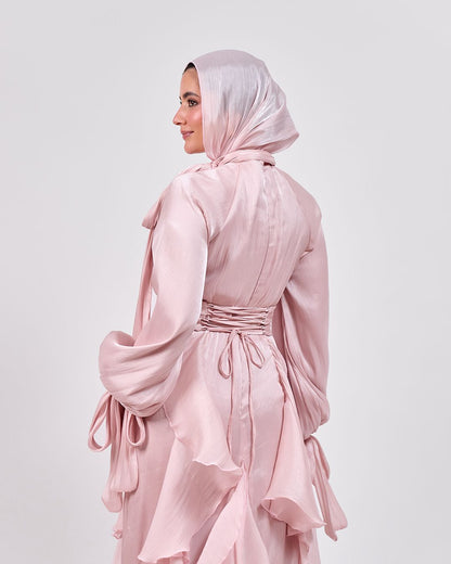 The Whisper Ruffle Dress in Blush Pink