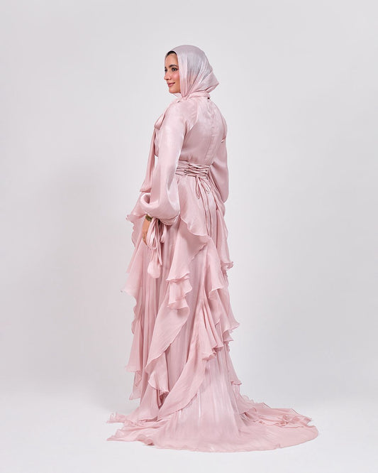 The Whisper Ruffle Dress in Blush Pink