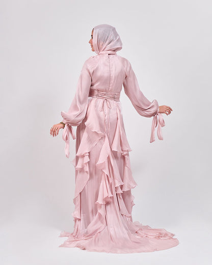 The Whisper Ruffle Dress in Blush Pink