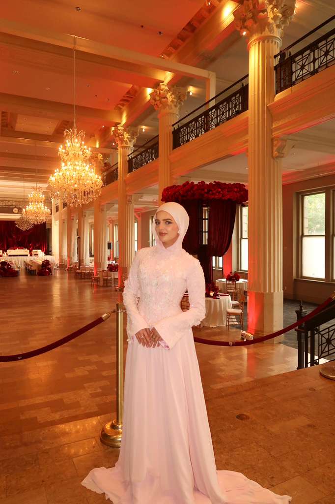 Pale Pink Layered Chiffon Lace Dress