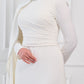 Soft Vow Embellished Drape Dress in Off White