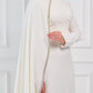 Soft Vow Embellished Drape Dress in Off White