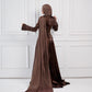 Asymmetric Grace Shoulder Drape Dress in Brown