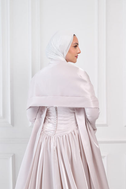 Flowing Grace Statement Sleeve Dress in Powder Pink