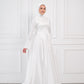 Flowing Grace Statement Sleeve Dress in Off-White
