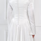 Flowing Grace Statement Sleeve Dress in Off-White