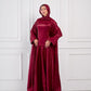 Flowing Grace Statement Sleeve Dress in Burgundy
