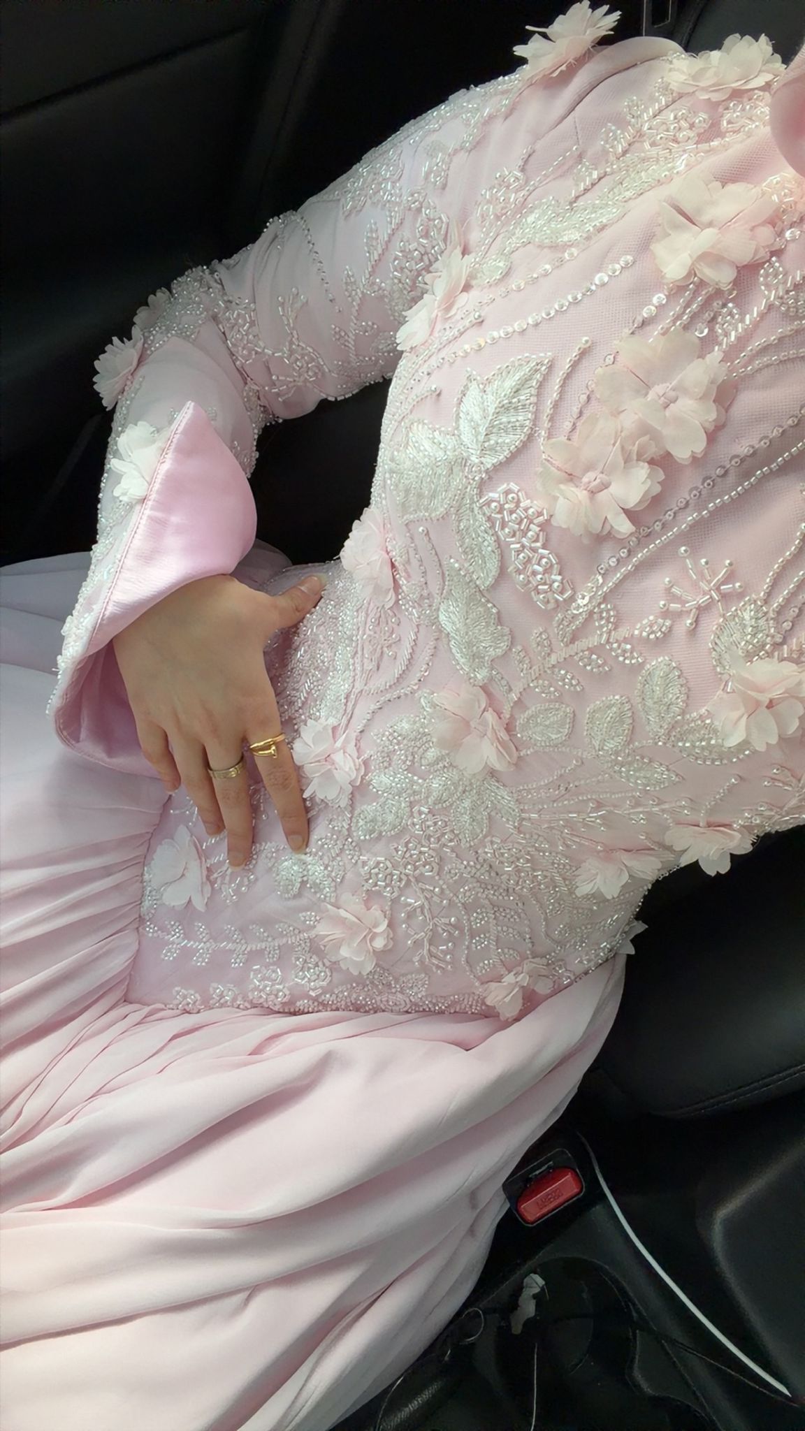 Pale Pink Layered Chiffon Lace Dress