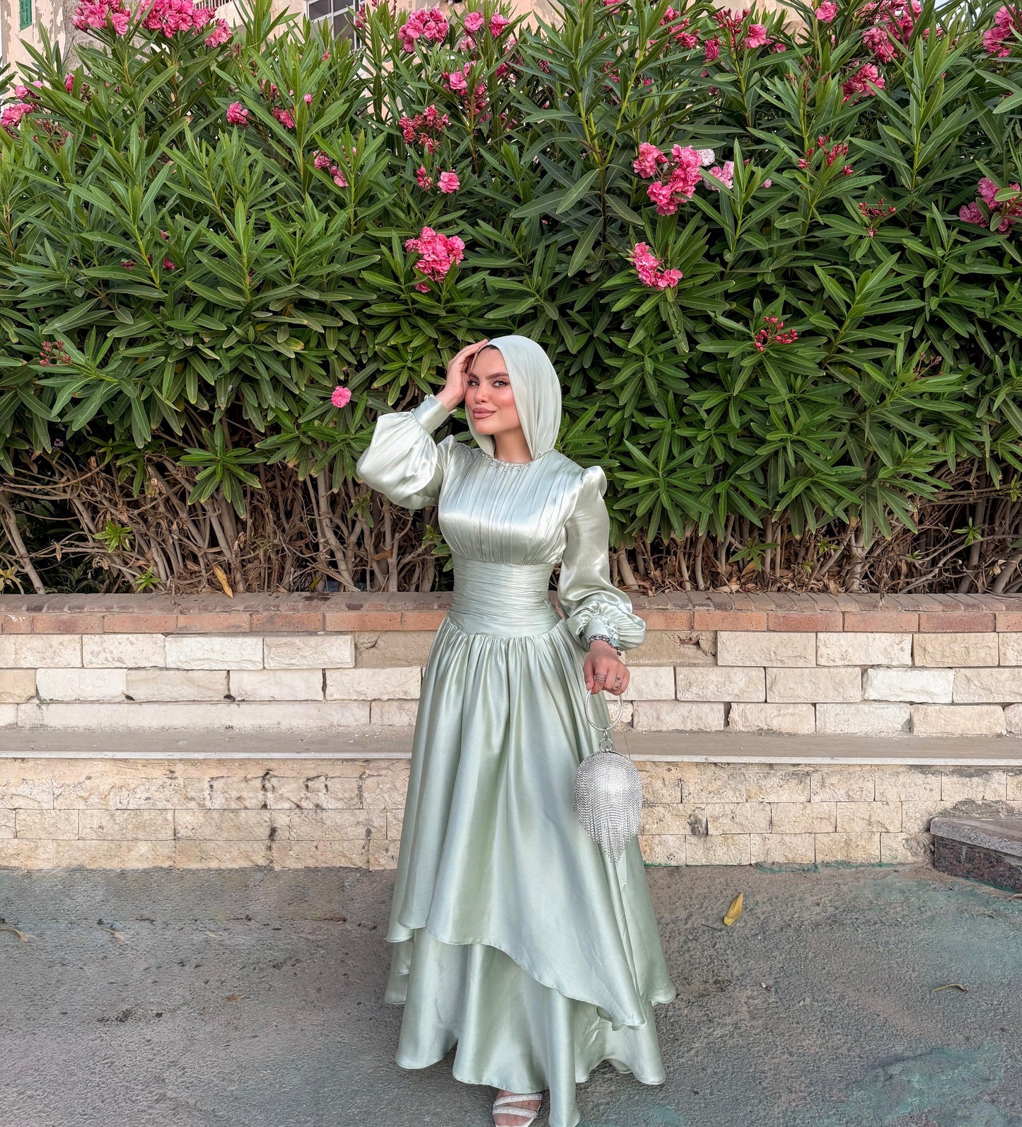 Mint Layered Satin Dress