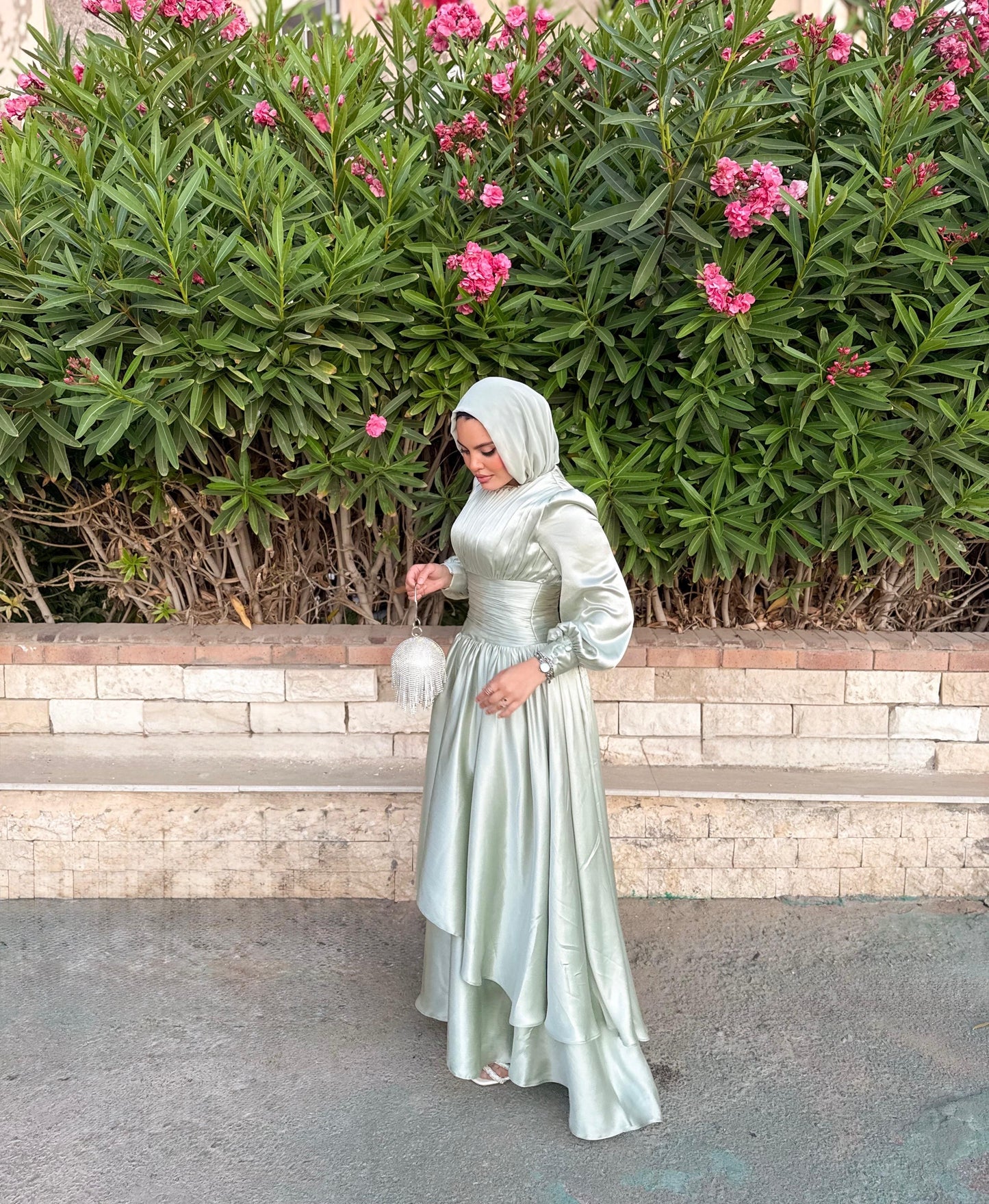 Mint Layered Satin Dress