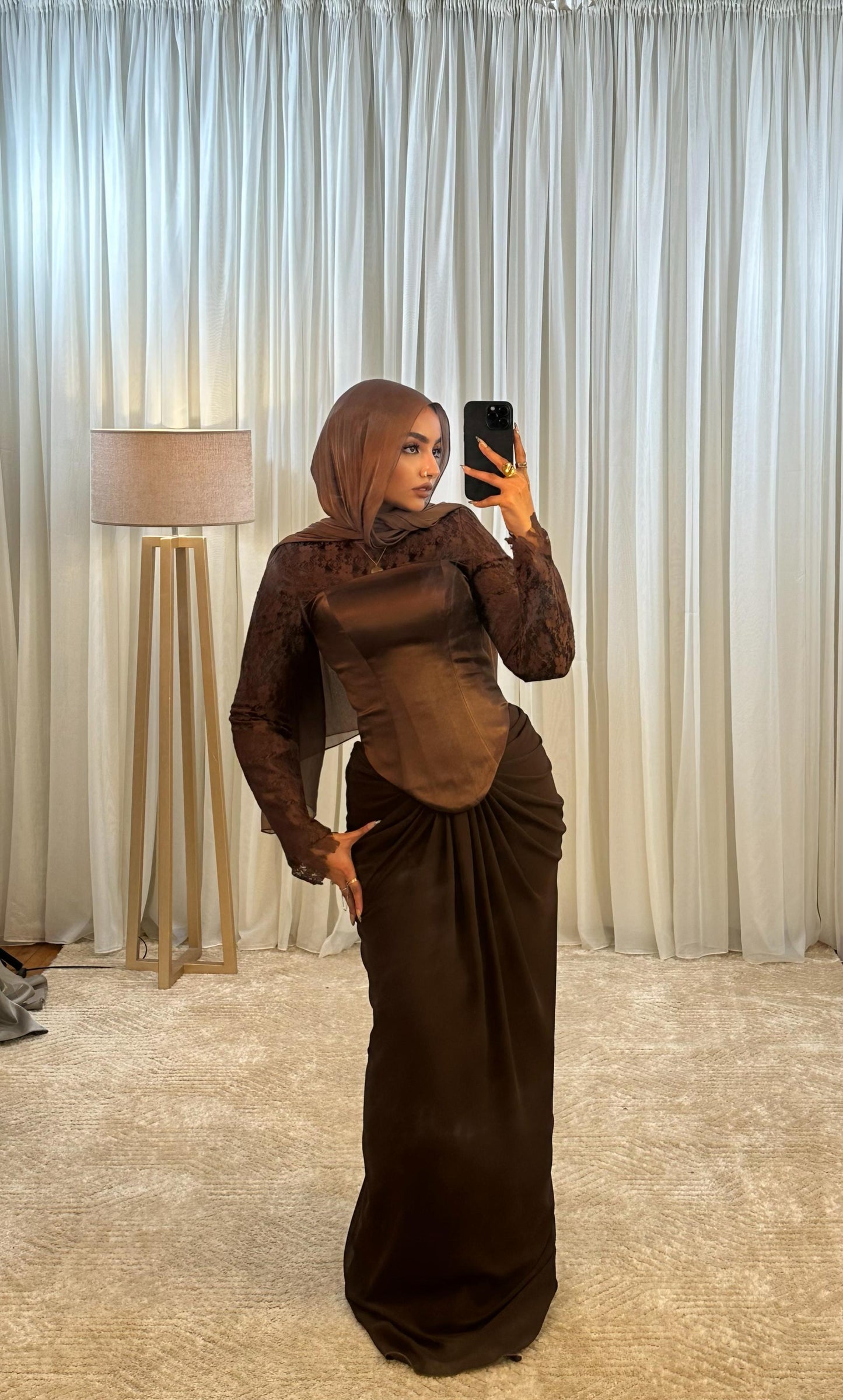 Chocolate Brown Lace Corset Dress