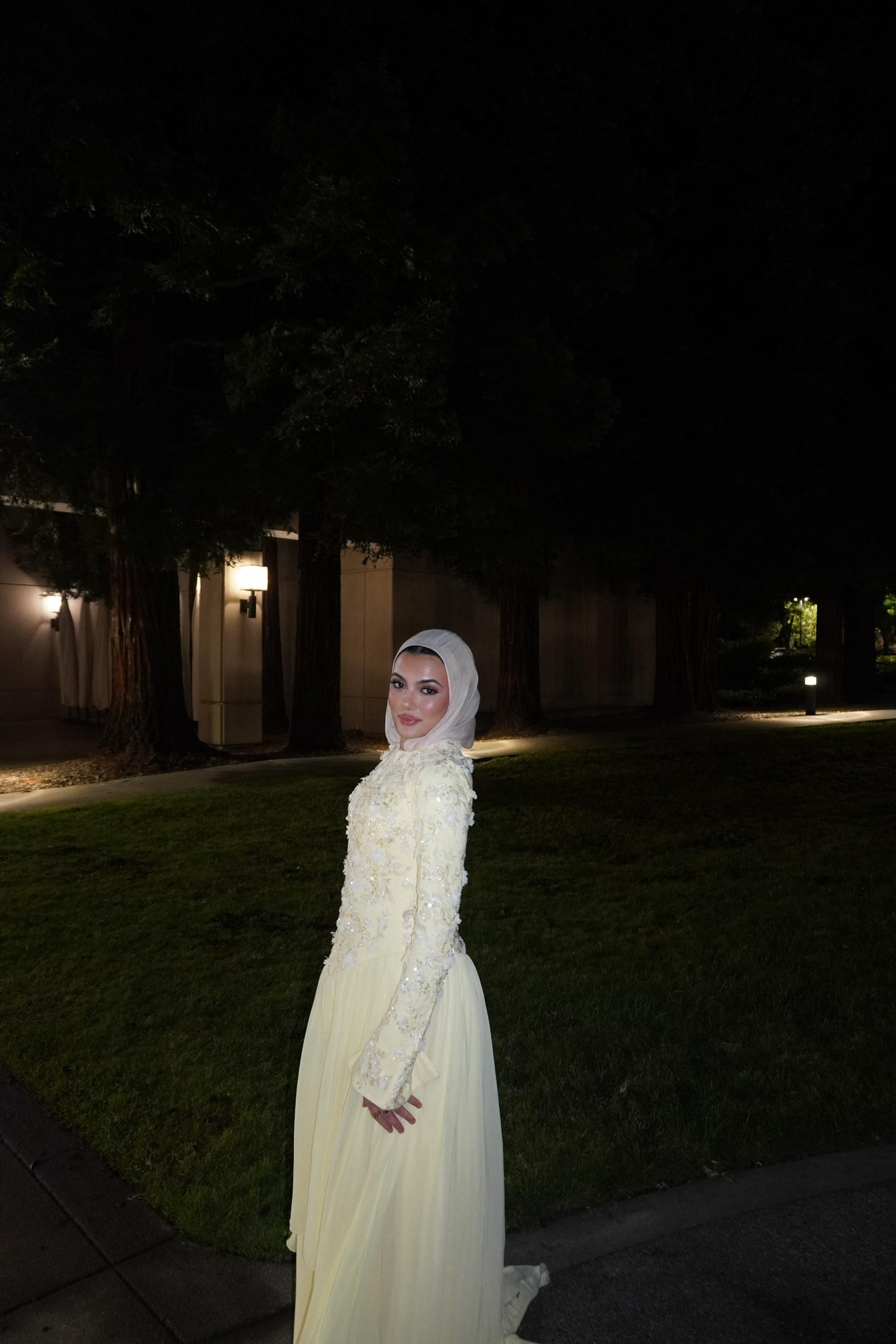 Yellow Layered Chiffon Lace Dress