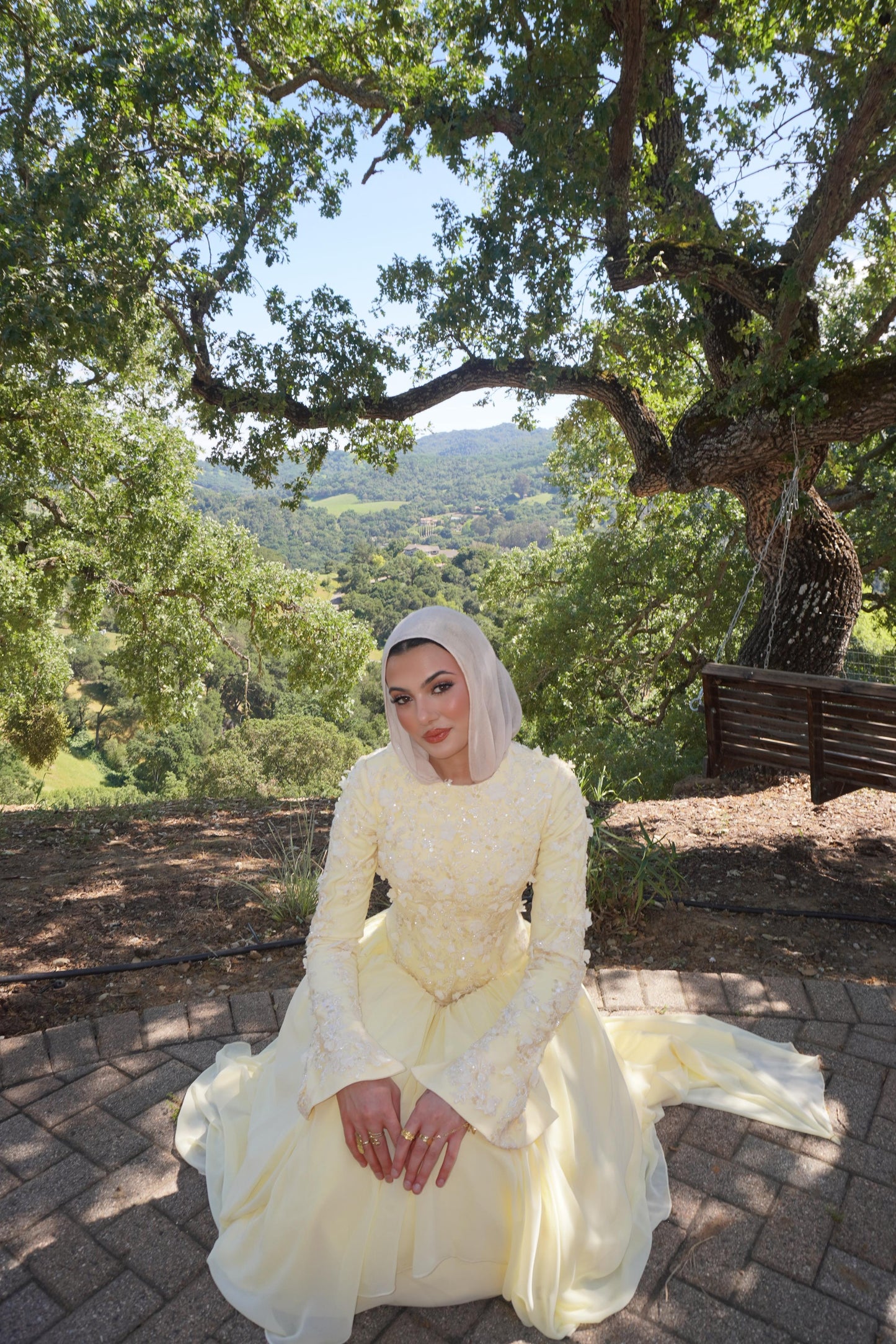 Yellow Layered Chiffon Lace Dress