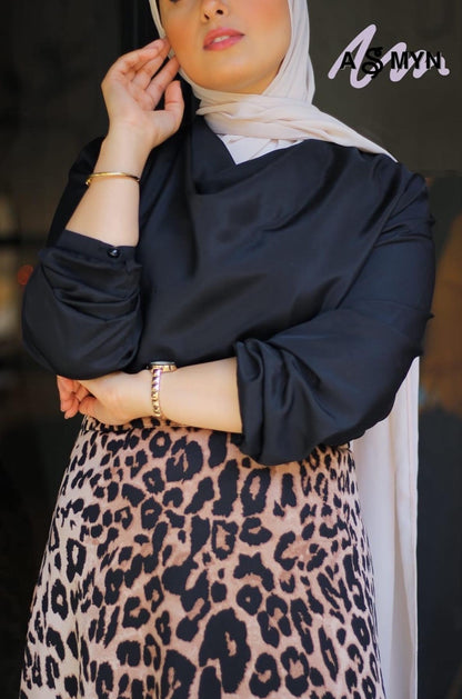 Black Drape Satin Blouse