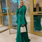 Emerald Green Soiree Dress with Angel Sleeves