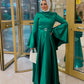 Emerald Green Soiree Dress with Angel Sleeves