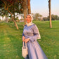 Baby-blue Satin Soiree Dress