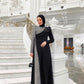 Black N Silver Satin Soiree Dress