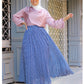 Floral Blue Plisse Chiffon Skirt