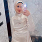 Champagne Satin Soiree Dress with Extension