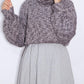 Gray High Neck Winter Blouse with Puffy Sleeves