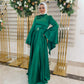 Emerald Green Soiree Dress with Angel Sleeves