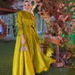 Mustard Satin Soiree Dress