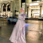 Lilac Satin Soiree Dress