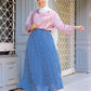 Floral Blue Plisse Chiffon Skirt