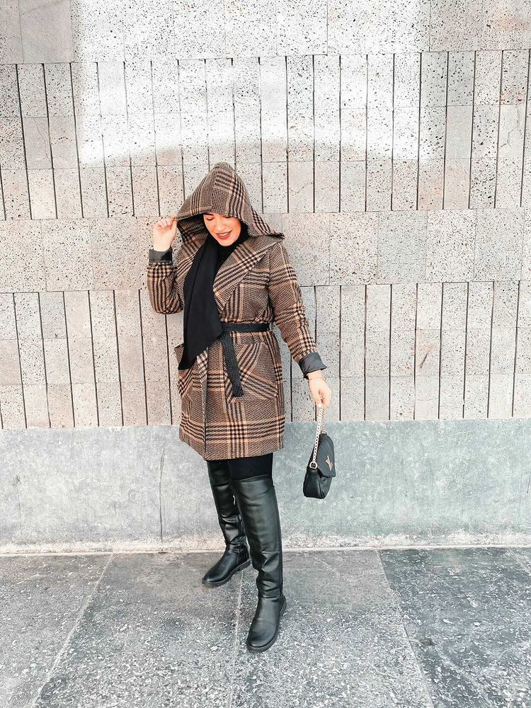 Brown Plaid Winter Jacket