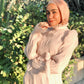Beige Chiffon Semi-Soiree Dress