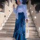 Purple Wrap Ruffle Satin Skirt