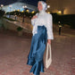 Turquoise Wrap Ruffle Satin Skirt