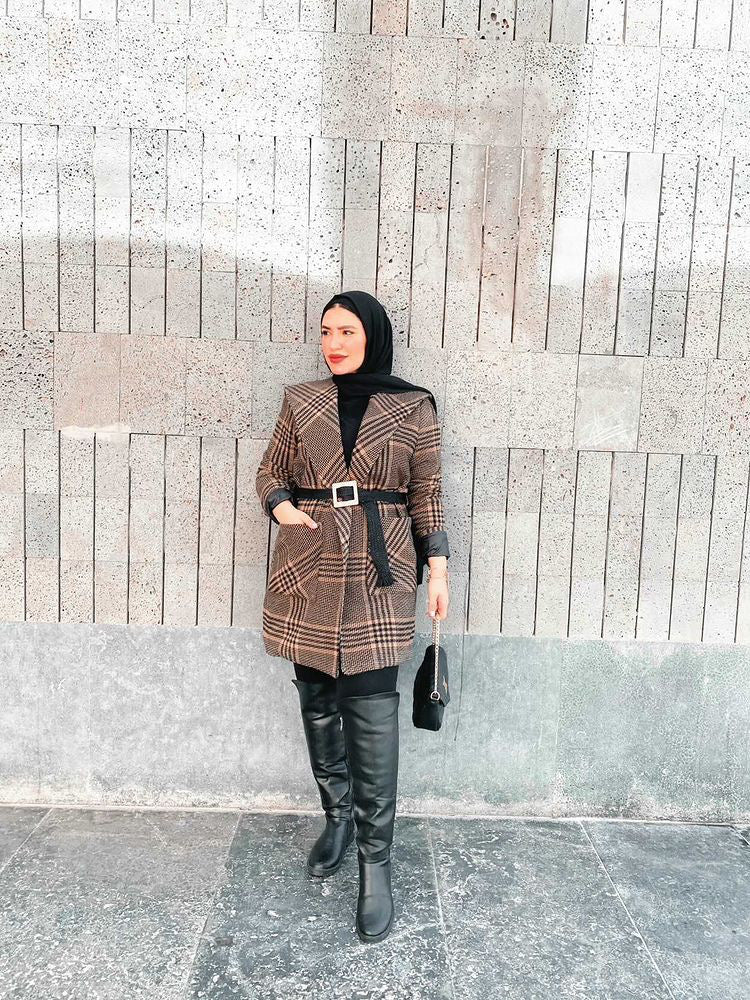 Brown Plaid Winter Jacket