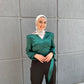 Green Wrap Satin Blouse