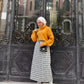 Mustard High Neck Winter Blouse with Puffy Sleeves