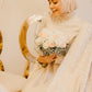 Champagne Royal Soiree Dress with Floral Embroidered Cape