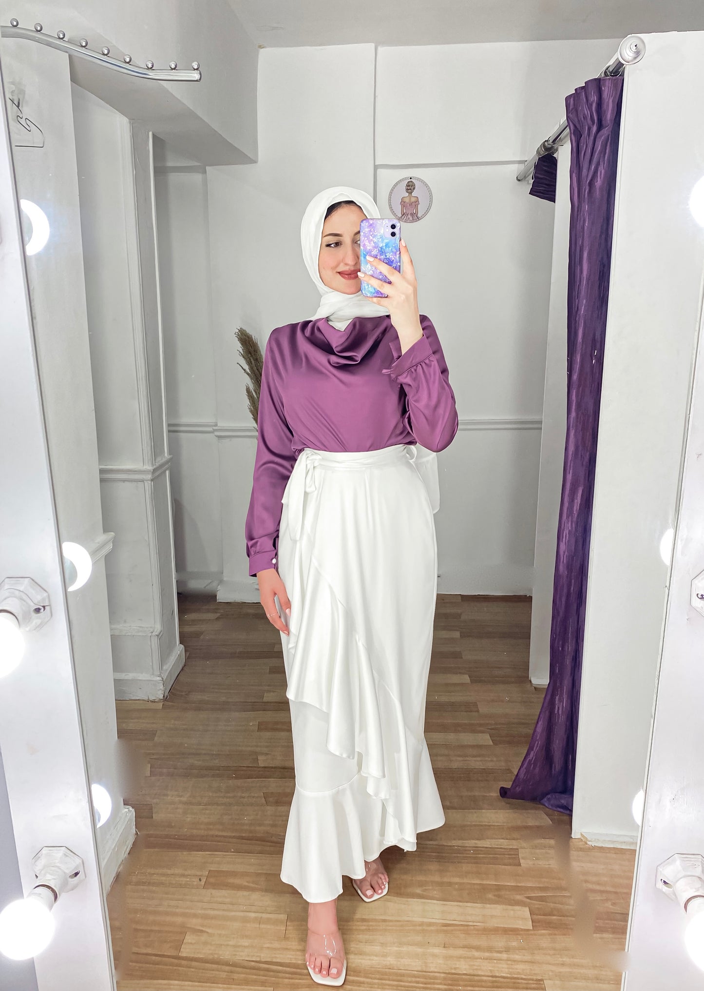 Purple Drape Satin Blouse