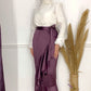 Purple Wrap Ruffle Satin Skirt