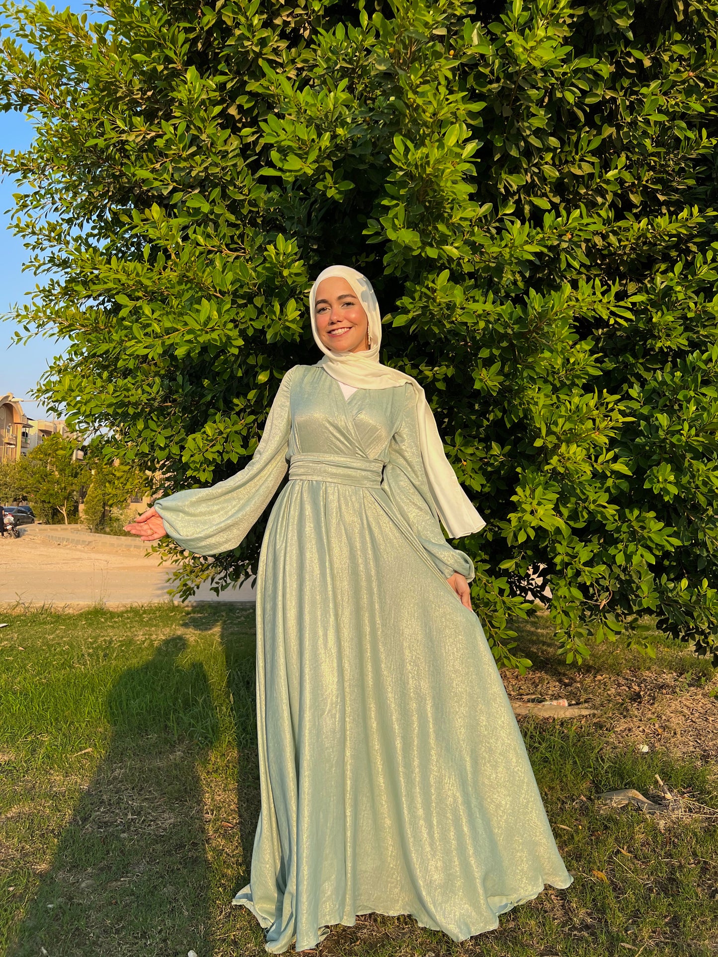 Shiny Mint Soiree Dress