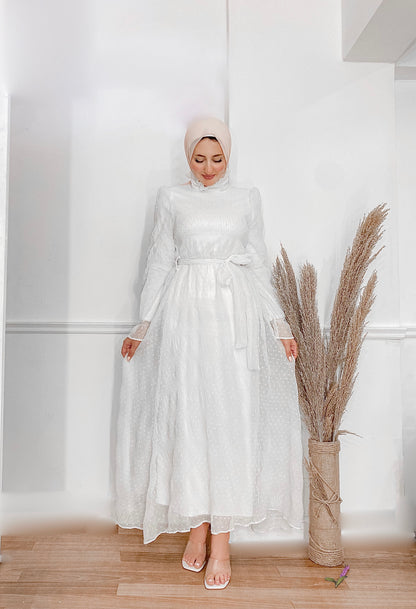 Off-white Chiffon Semi-Soiree Dress
