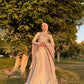 Champagne Royal Soiree Dress with Embroidered Top