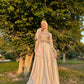Champagne Royal Soiree Dress with Embroidered Top