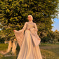 Champagne Royal Soiree Dress with Embroidered Top