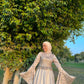 Champagne Royal Soiree Dress with Embroidered Top