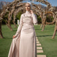 Body-Rose Satin Soiree Dress with Extension