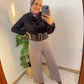 Black Drape Satin Blouse