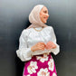 Off-white Mock Neck Satin Blouse