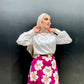 Off-white Mock Neck Satin Blouse